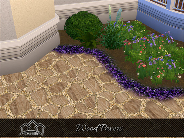 Sims 4 — Wood Pavers 5 by Emerald — Durable pavers tiles for accent your outdoor landscaping.