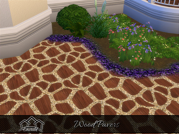 Sims 4 — Wood Pavers 6 by Emerald — Durable pavers tiles for accent your outdoor landscaping.