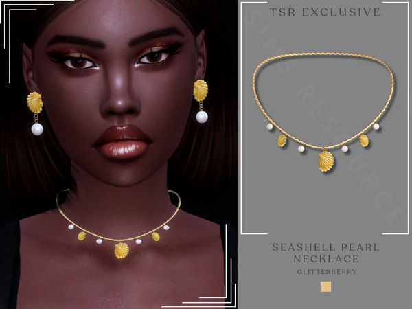 Sims 4 — Seashell Pearl Necklace by Glitterberryfly — Get a $6 discount on the Yearly VIP Subscription using code