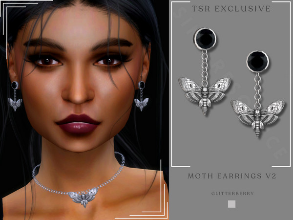 Sims 4 — Moth Earrings v2 by Glitterberryfly — Get a $6 discount on the Yearly VIP Subscription using code