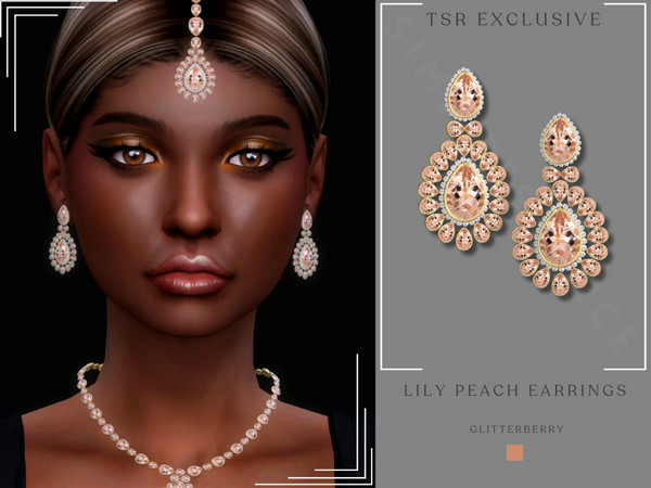Sims 4 — Lily Peach Earrings by Glitterberryfly — Get a $6 discount on the Yearly VIP Subscription using code