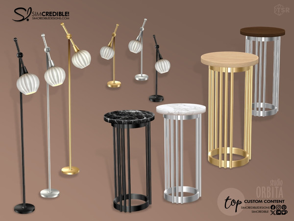 Sims 4 — Orbita Study Floor Lamp by SIMcredible! — Bringing to your sims a posh office room. With a touch of marble and