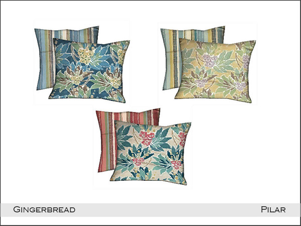 Sims 4 — Pilar Gingerbread Pillows by Pilar — Dare with a different decoration and mix different materials.