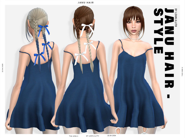 Sims 4 — Janu Hairstyle by Leah_Lillith — The Bows are a separate accessory and can be found in the HATS section.