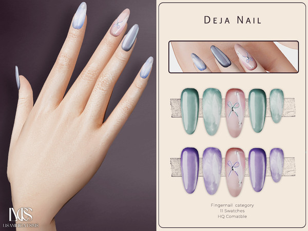 Sims 4 — Deja Nail by VELYSEA — -Fingernail category -HQ comatble -11 swatches