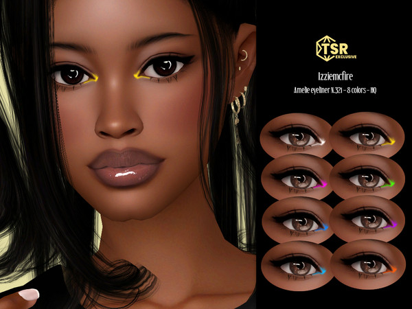 Sims 4 — IMF Amelie Eyeliner N.321 by IzzieMcFire — Amelie Eyeliner N.321 contains 8 colors in hq texture.