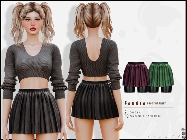 Sims 4 — Sandra SET - Pleated Skirt by _ironik_ — -5 Colors