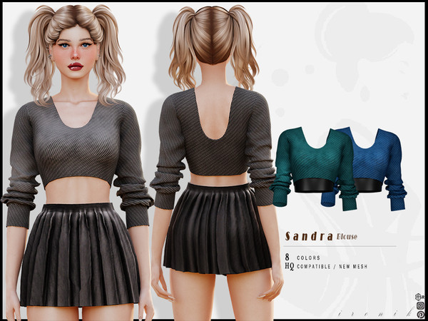 Sims 4 — Sandra SET - Blouse by _ironik_ — -8 Colors