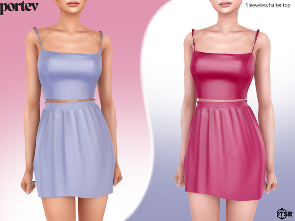 Sims 4 — Sleeveless halter top by portev — new Mesh 6 colors
