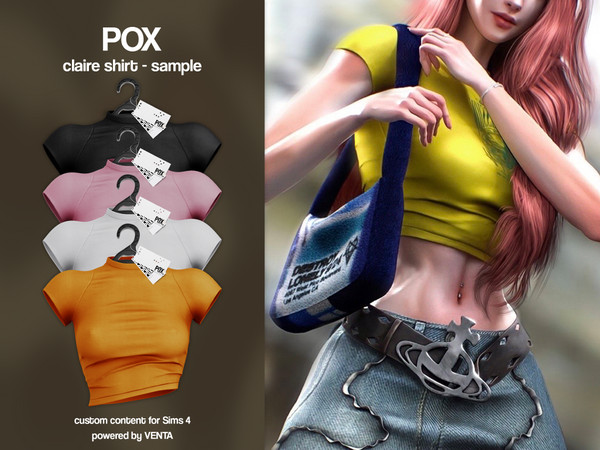 Sims 4 — POX - Claire Shirt by VentaStudio — - 10 Swatches (FULL collection on Patreon)
