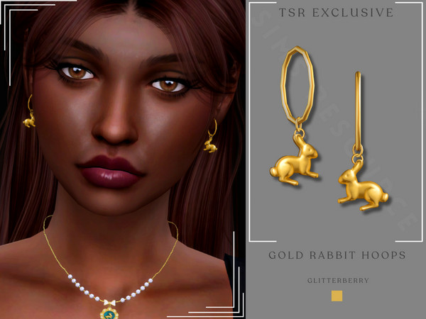 Sims 4 — Gold Rabbit Hoops by Glitterberryfly — Get a $6 discount on the Yearly VIP Subscription using code