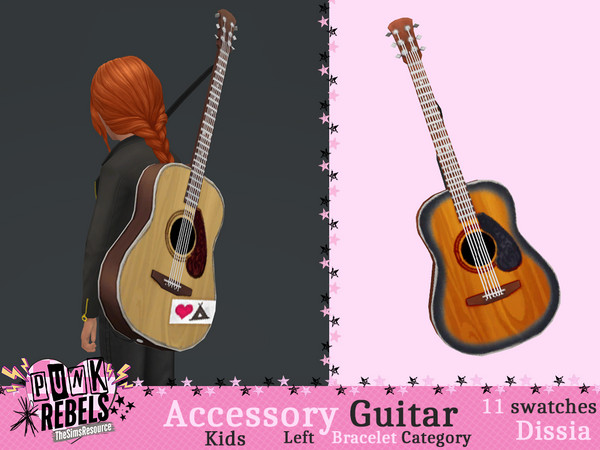 Sims 4 — Accessory Guitar Kids Set by Dissia — Accessory guitar for kids sims on your sim back on left or right side