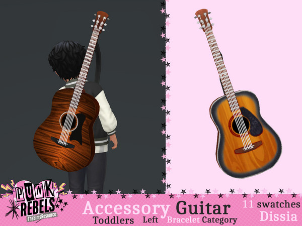 Sims 4 — Accessory Guitar Toddlers (Left) by Dissia — Accessory guitar for toddler sims on your sim back on left or right