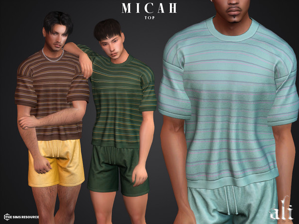 Sims 4 — MICAH top by ali1 — Oversized Stripe T-Shirt