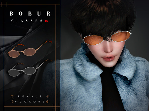 Sims 4 — Oval frame sunglasses by Bobur2 — Oval frame sunglasses 6 colors for female I hope you like it These sunglasses