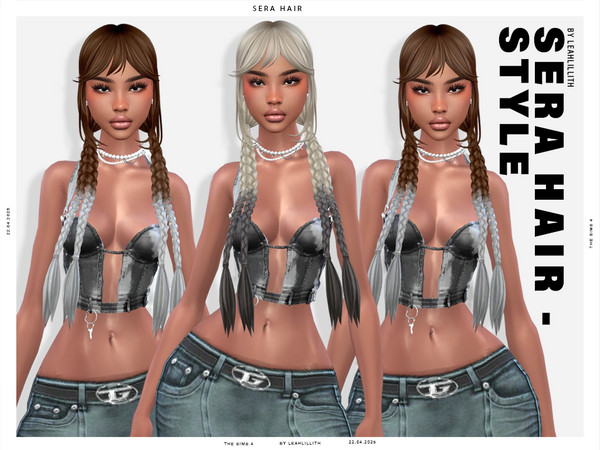 Sims 4 — Sera Hairstyle by Leah_Lillith — There is an optional recolor (color wheel) which can be found in the FACE PAINT