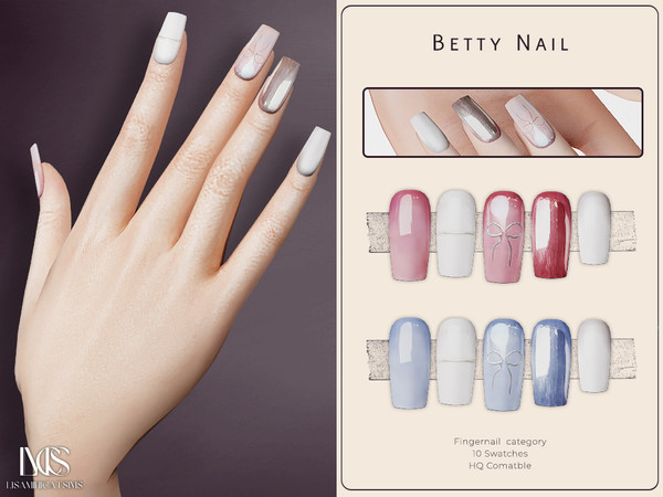 Sims 4 — Betty Nail by VELYSEA — -Fingernail category -HQ comatble -10 swatches