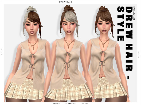 Sims 4 — LeahLillith_DrewHairstyleOmbre_01.package by Leah_Lillith — There is an optional recolor (color wheel) which can