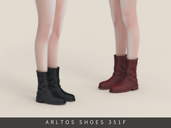 Sims 4 — Leather short boots Female by Arltos — 5 colors.