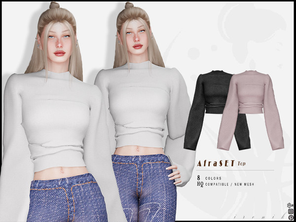 Sims 4 — Afra SET - Top by _ironik_ — -8 Colors