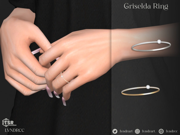 Sims 4 — Griselda Ring by LVNDRCC — Modern, diamond inlaid band with a moderate statement stone.