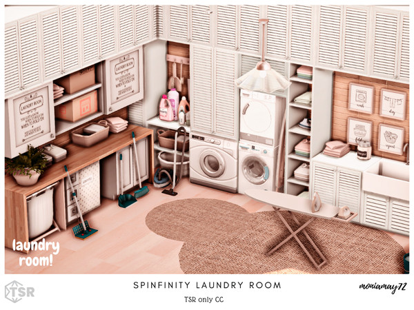 Sims 4 — Spinfinity Laundry Room by Moniamay72 — A lovely laundry room in white colors.