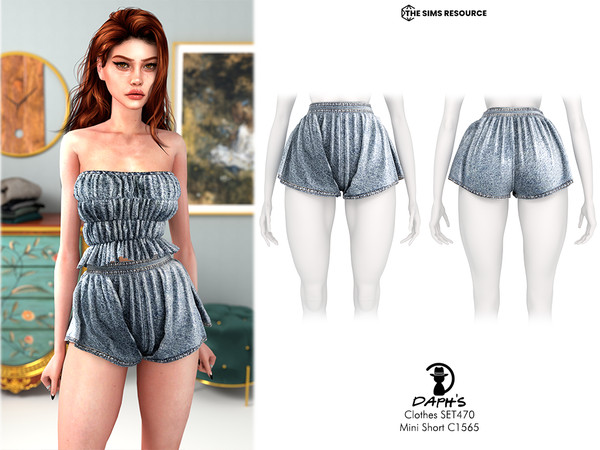 Sims 4 — Clothes SET470 - Mini Short C1565 by Daph's — 6 Swatches