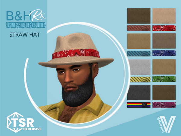 Sims 4 — B&HRx Straw Hat by SimmieV — Some extra swagger has been added to this hat by applying new colors and hat