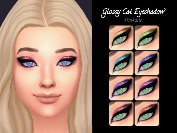 Sims 4 — Glossy Cat Eyeshadow by Pawracle — As the eyeliner is included to the eyeshadow, the eyeshadow isnt meant to be