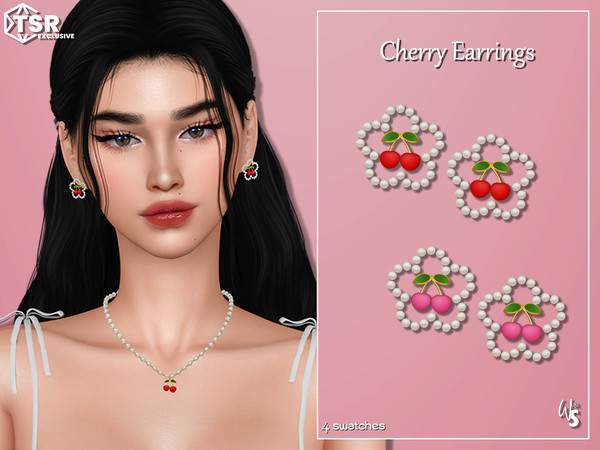 Sims 4 — Cherry Earrings by WisteriaSims — - FOR WOMAN - NEW MESH - TEEN TO ELDER - Earrings Category