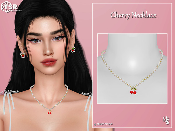Sims 4 — Cherry Necklace by WisteriaSims — - FOR WOMAN - NEW MESH - TEEN TO ELDER - Necklace Category