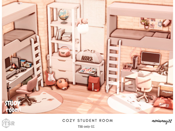 Sims 4 — Cozy Student Room by Moniamay72 — A lovely cozy student room and bedroom.