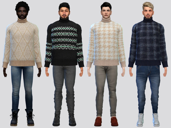 Sims 4 — Turtleneck Print Sweater by McLayneSims — TSR EXCLUSIVE