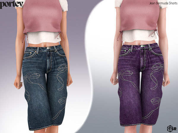 Sims 4 — Jean Bermuda Shorts by portev — new Mesh 5 colors