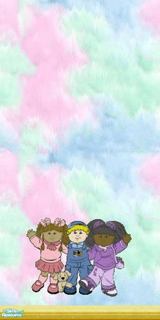 Sims 2 — Cabbage Patch Kids - Individual Item by Lorah — Pink, blue, mint wallpaper with Cabbage Patches for your Sims