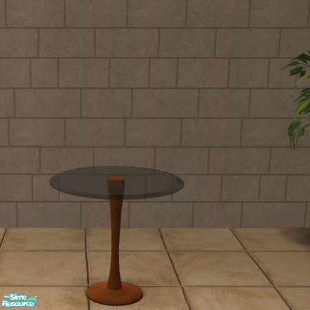 Sims 2 — Glass Top Round Table Red Wood - #339444 by DOT — Glass Top Round Table RedWood Dining Glass Part 1 *Nightlife