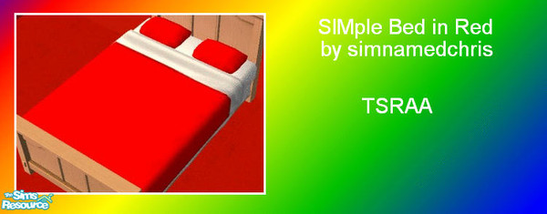Sims 2 — SIMple Beds - Red by simnamedchris — Plain and SIMple bed in red. TSRAA. Enjoy!