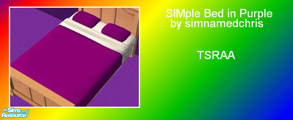 Sims 2 — SIMple Beds - Purple by simnamedchris — Plain and SIMple bed in purple. TSRAA. Enjoy!