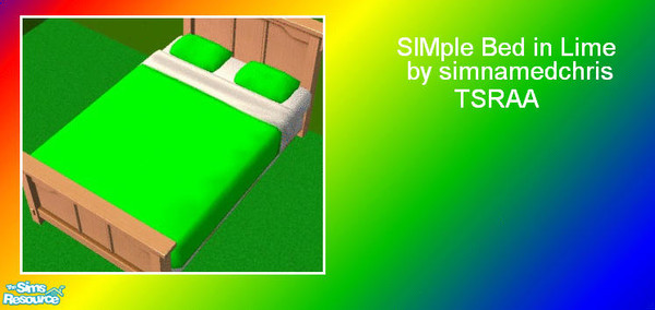 Sims 2 — SIMple Beds - Lime by simnamedchris — Plain and SIMple bed in lime. TSRAA. Enjoy!