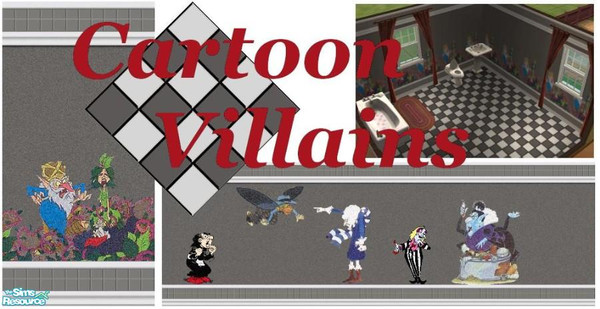 Sims 2 — Cartoon Villains by Lorah — The darker side of those sweet 80's cartoons are here. All on dark grey vinyl