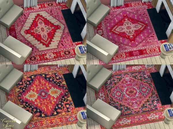 Sims 4 — [CarolaSims] Boho Area Rugs Set Rectangular by xCarolaSimsx — Sets of pink Boho rugs that grace and complement