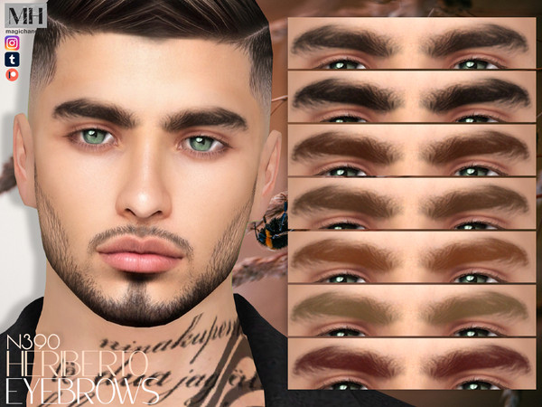 Sims 4 — Heriberto Eyebrows N390 by MagicHand — Thick bushy brows in 13 colors - HQ Compatible.
