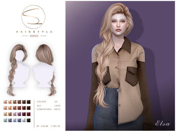 Sims 4 — S-CLUB_020525_Side-braid hairstyle by S-Club — S-CLUB_020525_Side-braid hairstyle hope you like, thank you.