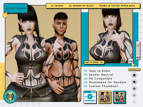 Sims 4 — Side Effects Tattoo (Patreon) by unidentifiedsims — 1 Colour
