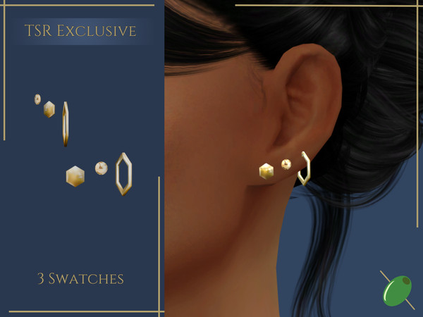 Sims 4 — Honey Studs by Pitted0live — Honeycomb studs and hoops Custom catalog image