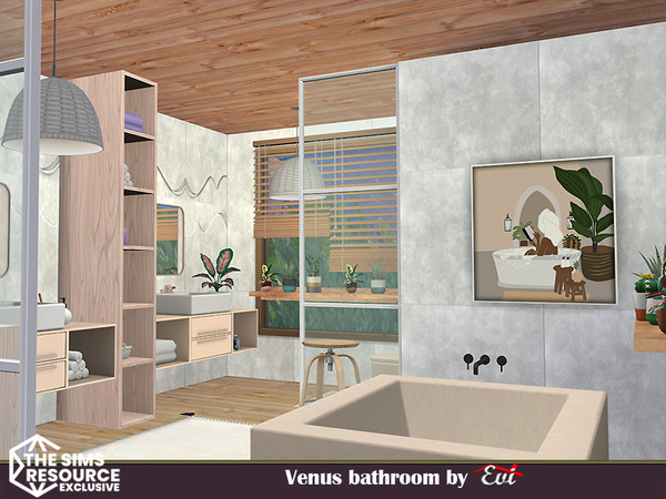 Sims 4 — Venus Bathroom by evi — An environment friendly bathroom created with natural materials