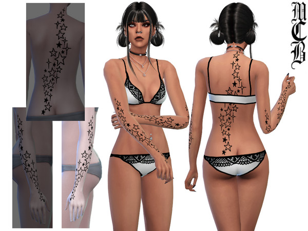 Sims 4 — Stars Left Lower Arm Tattoo by MaruChanBe2 — Star tattoos for your cuties.