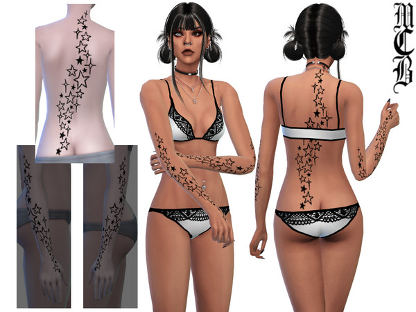 Sims 4 — Stars Back Tattoo by MaruChanBe2 — Star tattoos for your cuties.
