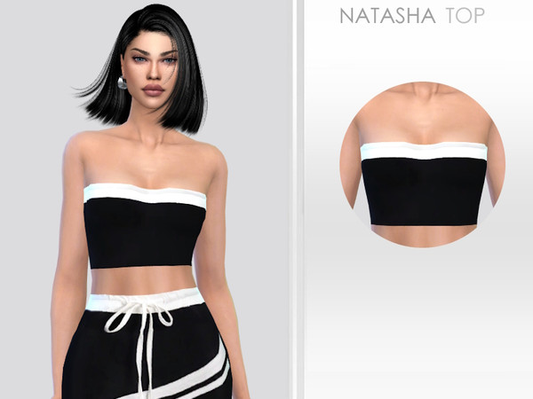 Sims 4 — Natasha Top by Puresim — White and black crop top.