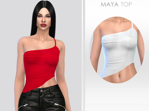 Sims 4 — Maya Top by Puresim — Female top in 2 swatches